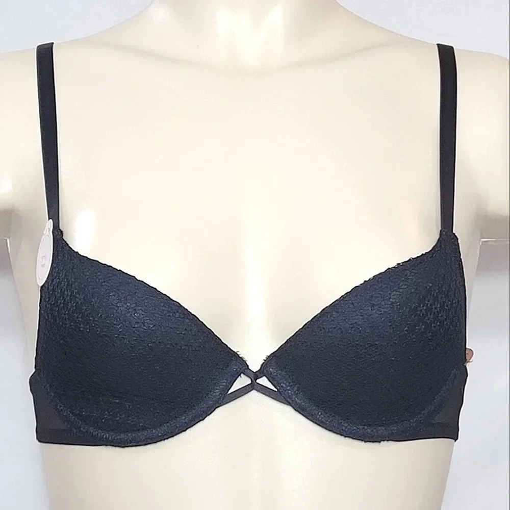 32A Xhilaration Perfect T-Shirt Strappy‎ Back Underwire Bra Ebony Black NWT  New
